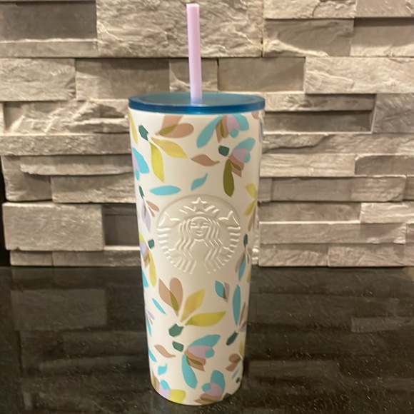 Starbucks Cold Cup Spring Release Steel White Floral Tumbler 24 oz (Snowdrop) - Picture 2 of 5